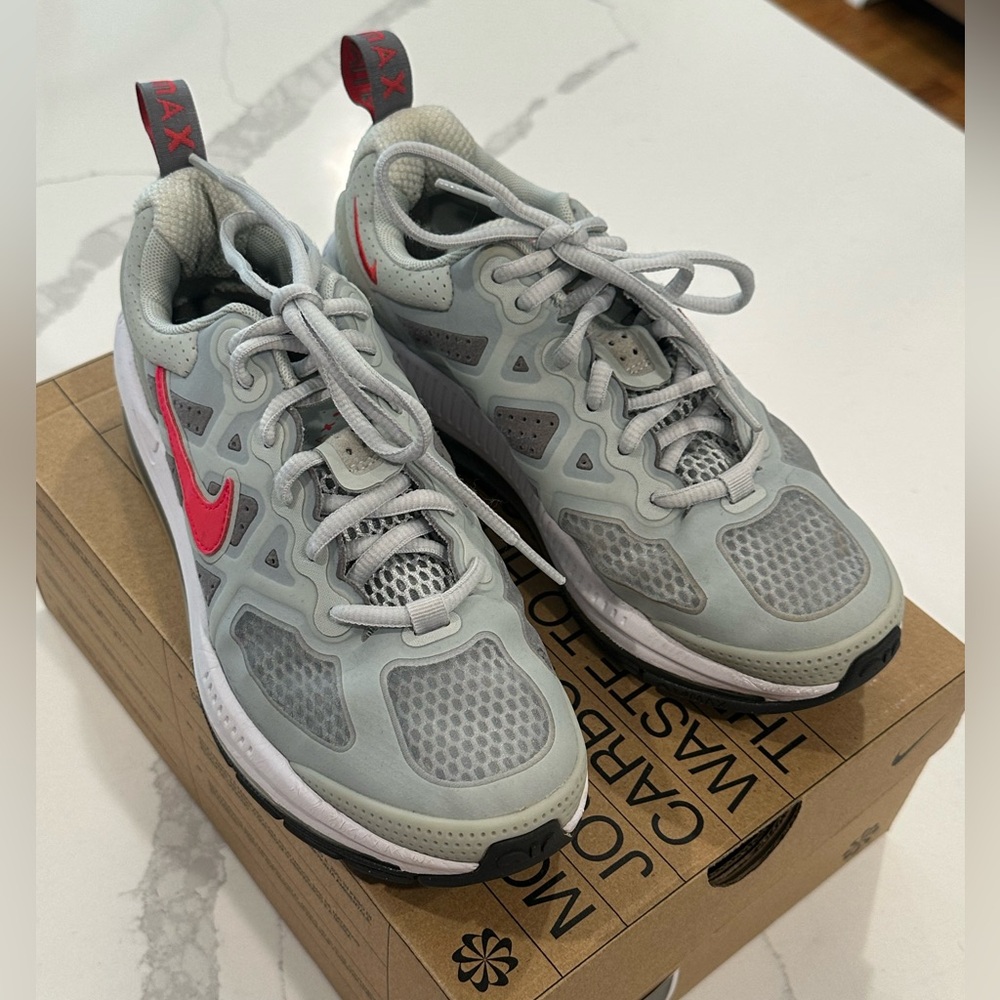 Nike Big Kids Air Max Genome Gray and Red Sneakers